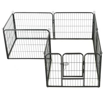 Dog Playpen 8 Panels Steel 80x60 cm Black | HipoMarket