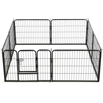 Dog Playpen 8 Panels Steel 80x60 cm Black | HipoMarket