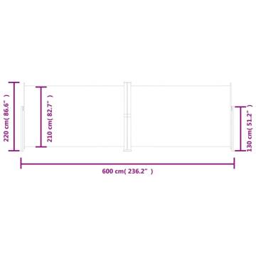 Retractable Side Awning Cream 220x600 cm - Hipomarket