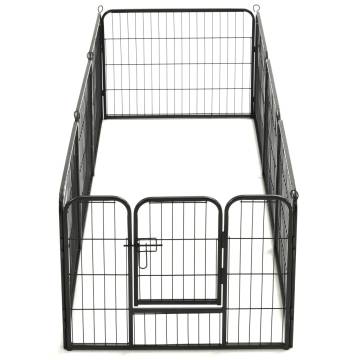 Dog Playpen 8 Panels Steel 80x60 cm Black | HipoMarket