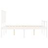 Stylish White Double Bed Frame with Headboard - Solid Wood