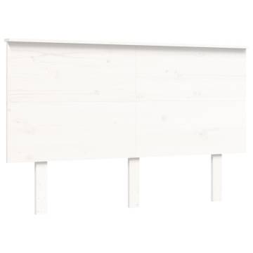 Stylish White Double Bed Frame with Headboard - Solid Wood