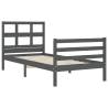 Grey Bed Frame with Headboard 90x200 cm | Solid Wood Design