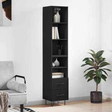 Highboard Black 34.5x34x180 cm | Stylish Engineered Wood Storage