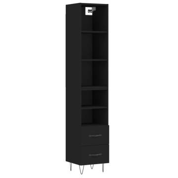 Highboard Black 34.5x34x180 cm | Stylish Engineered Wood Storage