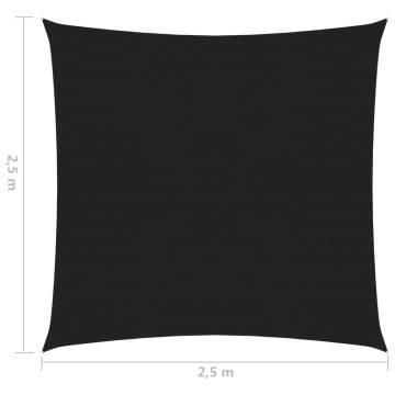 Sunshade Sail 160 g/m² Black 2.5x2.5 m - UV & Mould Resistant