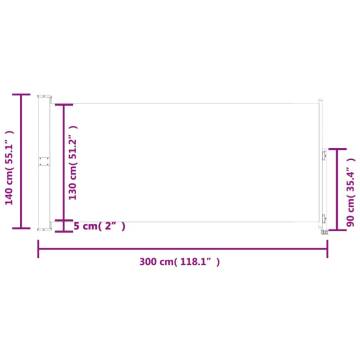 Patio Retractable Side Awning 140x300 cm - Cream | HipoMarket