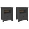 Stylish Grey Bedside Cabinets - 2 pcs Solid Pine Wood