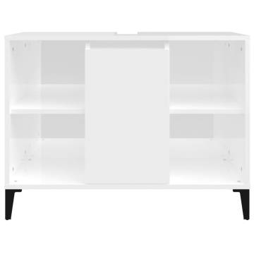 High Gloss White Sink Cabinet - 80x33x60 cm Engineered Wood