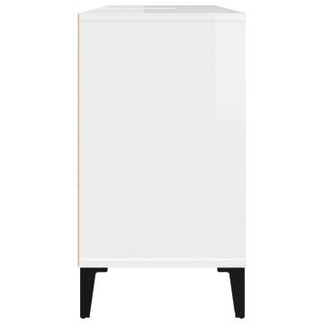 High Gloss White Sink Cabinet - 80x33x60 cm Engineered Wood