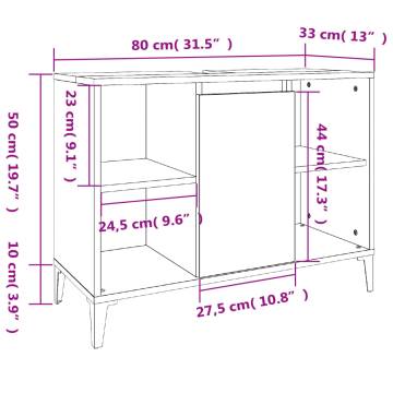 High Gloss White Sink Cabinet - 80x33x60 cm Engineered Wood