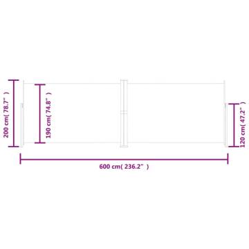 Retractable Side Awning Cream 200x600 cm | Hipomarket