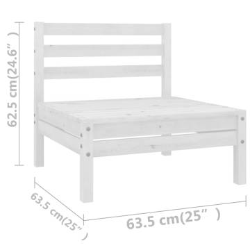 3 Piece Garden Lounge Set - White Solid Pinewood