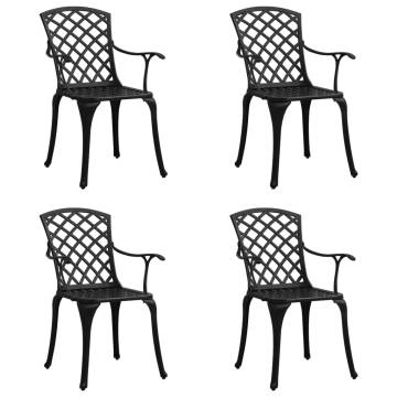 Garden Chairs 4 pcs Cast Aluminium Black - Durable & Stylish