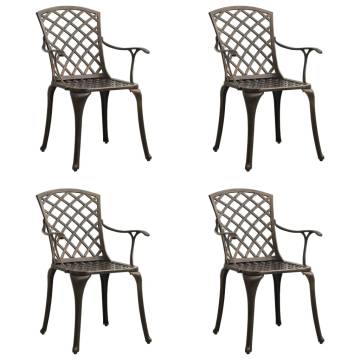 Garden Chairs Set - 4 pcs Cast Aluminium Bronze | HiPoMarket