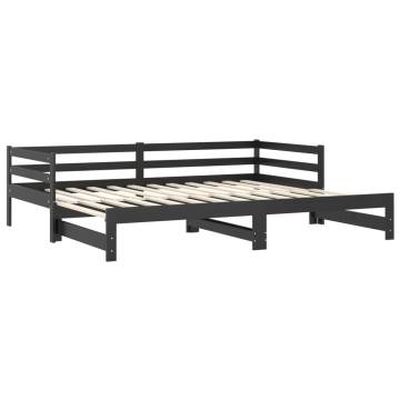 Pull-out Day Bed Black Solid Pinewood - Stylish & Functional