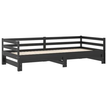 Pull-out Day Bed Black Solid Pinewood - Stylish & Functional