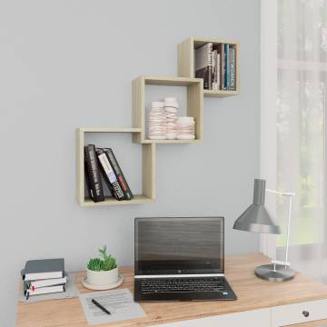 Cube Wall Shelf Sonoma Oak - Stylish Storage Solution