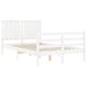 White Bed Frame with Headboard - 120x200 cm Solid Wood