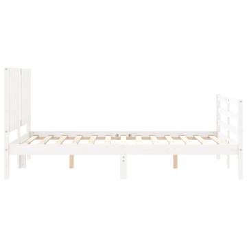 White Bed Frame with Headboard - 120x200 cm Solid Wood