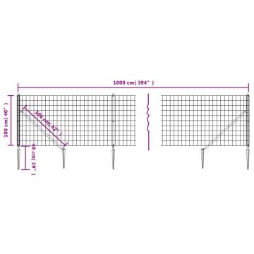 Wire Mesh Fence with Spike Anchors Green 1x10 m - Secure & Durable