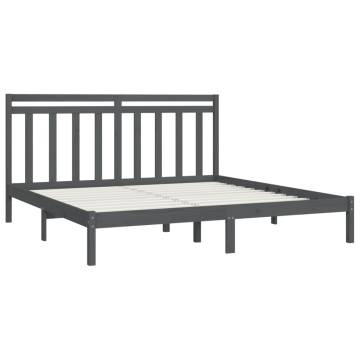 Grey Solid Wood Bed Frame - 180x200 cm Super King Size