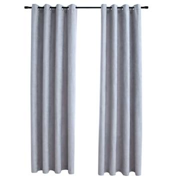 Elegant Grey Blackout Curtains with Metal Rings - 140x245 cm