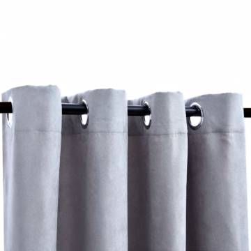 Elegant Grey Blackout Curtains with Metal Rings - 140x245 cm