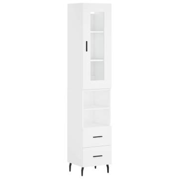 Stylish Highboard White 34.5x34x180 cm - Hipomarket