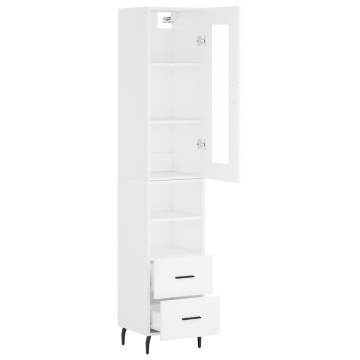 Stylish Highboard White 34.5x34x180 cm - Hipomarket