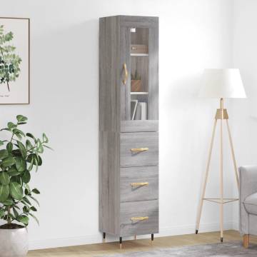 Highboard Grey Sonoma 34.5x34x180 cm | Stylish Storage Solution