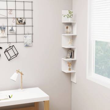 Stylish Wall Corner Shelf in White - 20x20x127.5 cm