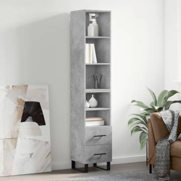 Highboard Concrete Grey 34.5x34x180 cm - Stylish Storage Solution