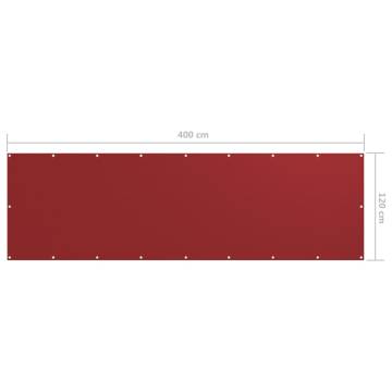 Red Balcony Screen 120x400 cm | Waterproof Oxford Fabric