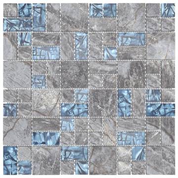 Elegant Grey & Blue Mosaic Tiles - 30x30 cm (11 pcs)