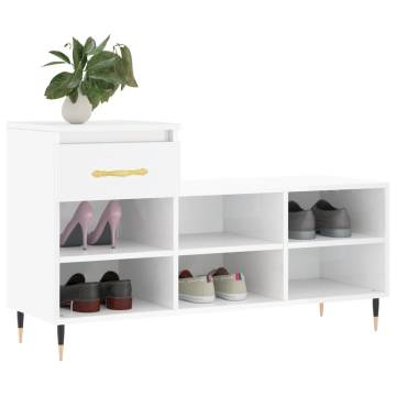 High Gloss White Shoe Cabinet - 102x36x60 cm | HipoMarket