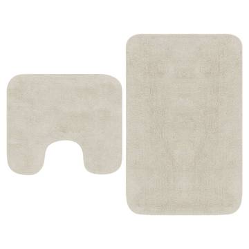 Luxurious Bathroom Mat Set - 2 Pieces Fabric White