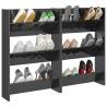 High Gloss Grey Wall Shoe Cabinets - 2 pcs 60x18x90 cm