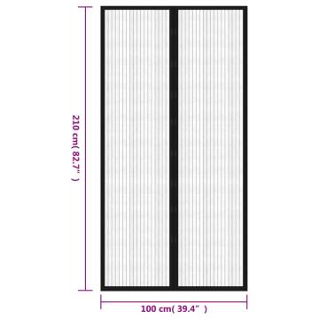 Insect Door Curtain 210x100cm - Black, 2 pcs Magnetic Closure