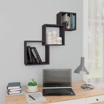 High Gloss Grey Cube Wall Shelf - Stylish Storage Solution