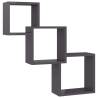 High Gloss Grey Cube Wall Shelf - Stylish Storage Solution