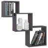 High Gloss Grey Cube Wall Shelf - Stylish Storage Solution