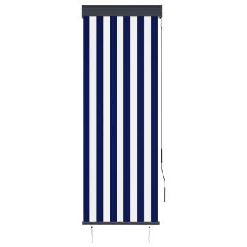 Outdoor Roller Blind 60x250 cm - Blue & White | HipoMarket