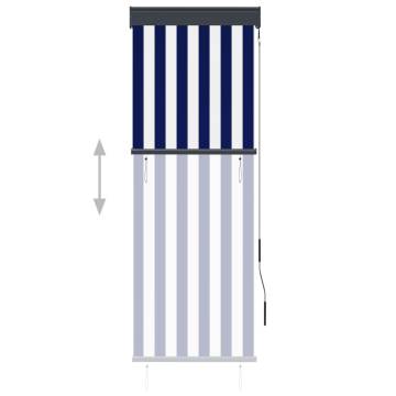 Outdoor Roller Blind 60x250 cm - Blue & White | HipoMarket