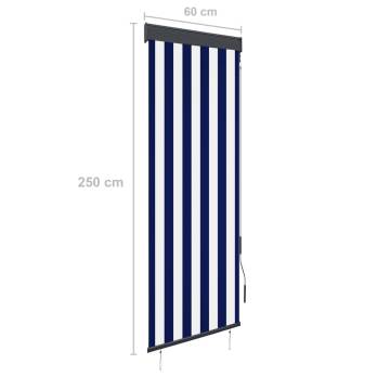 Outdoor Roller Blind 60x250 cm - Blue & White | HipoMarket