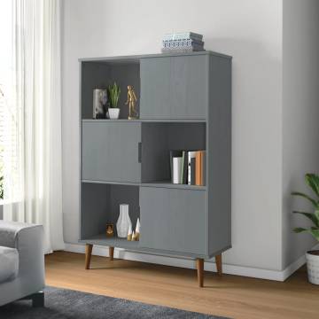 MOLDE Grey Bookcase 90x35x133.5 cm - Solid Pine Wood