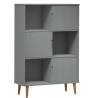 MOLDE Grey Bookcase 90x35x133.5 cm - Solid Pine Wood