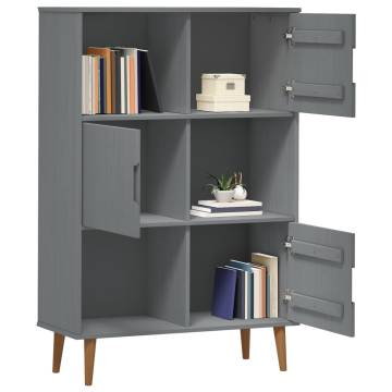 MOLDE Grey Bookcase 90x35x133.5 cm - Solid Pine Wood