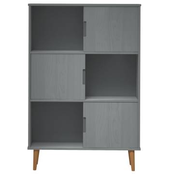 MOLDE Grey Bookcase 90x35x133.5 cm - Solid Pine Wood