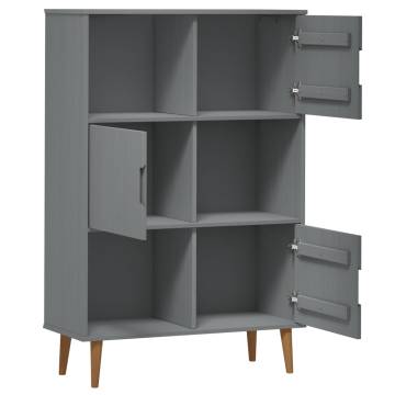 MOLDE Grey Bookcase 90x35x133.5 cm - Solid Pine Wood